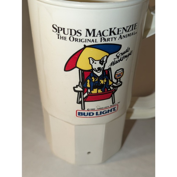 Vintage Spuds Mackenzie Bud Light Plastic Beer Super Mug Cup 7.5"Tall - Picture 5 of 9